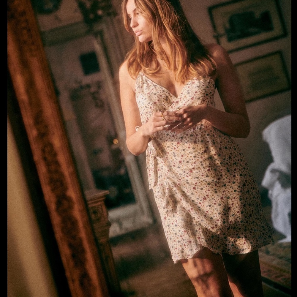 Sezane Floral Dress - Cream and Multicolor